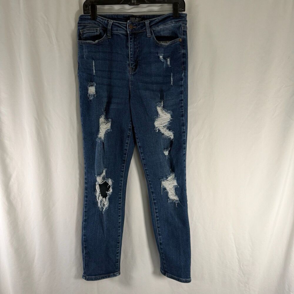 Judy Blue Jeans Women's 9 29 Medium Wash Blue Distressed Tapered JB88220